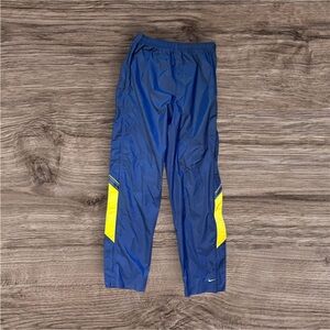 90s Nike Nylon Track Pants Size Large Navy and Yellow